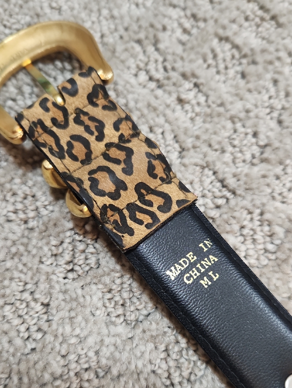 Vintage Leopard Print Women's Belt with Gold Buckle & Golden Lions Size M/L - Picture 6 of 11